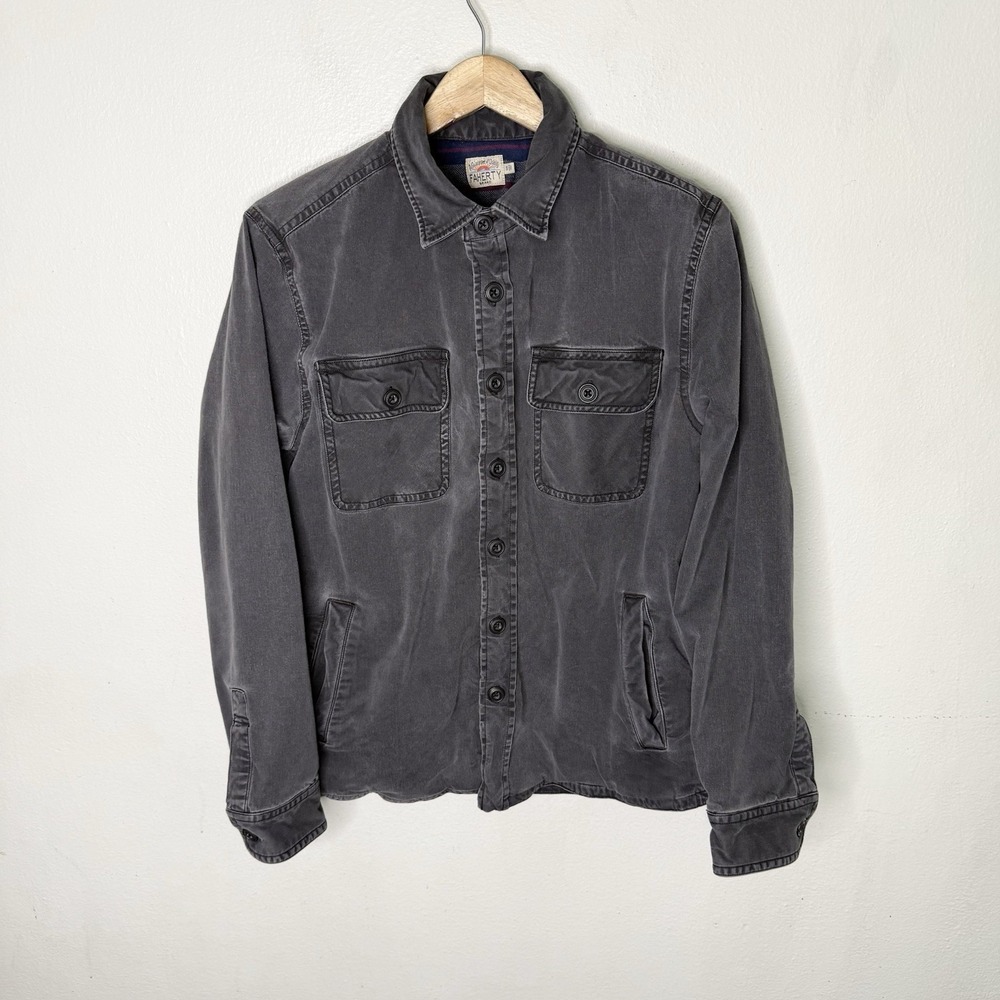 Faherty Stretch Gray Blanket Lined CPO Shirt Jacket Workwear Men's Small